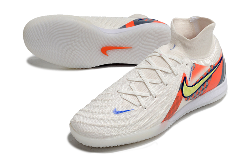 Chuteira Futsal Nike Phantom Luna 2 Elite IC Branca, Cinza e Vermelho "Barna Pack"