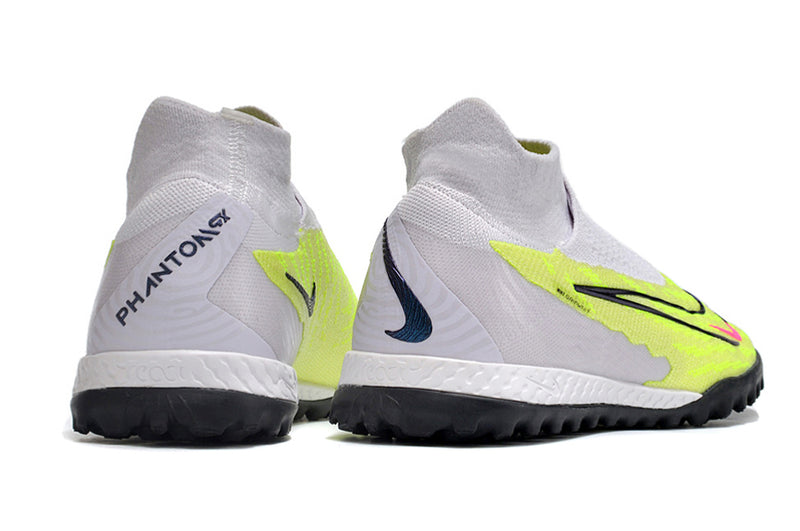 Chuteira Society Nike Phantom GX DF Elite TF Cinza e Verde "Luminous Pack"