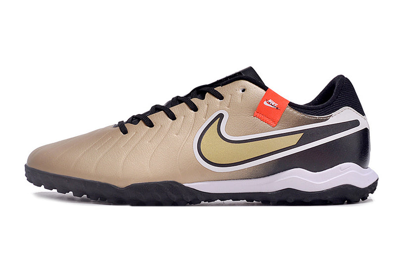 Chuteira Society Nike Tiempo Legend 10 Pro TF Preta e Dourado "Golden Touch"