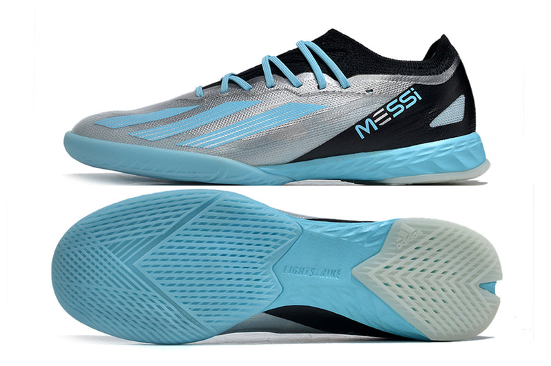 Adidas X CrazyFast Messi.1 IC Silver and Blue "Infinity" Futsal Boot