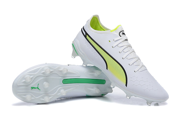 Chuteira Campo Puma King Ultimate FG Branca e Verde " Pursuit Pack"