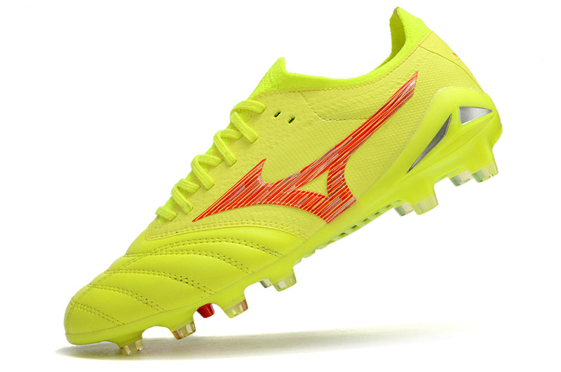 Bota de futbol Campo Mizuno Morelia Neo 4 Beta FG groc i vermell "Dyna Pack".