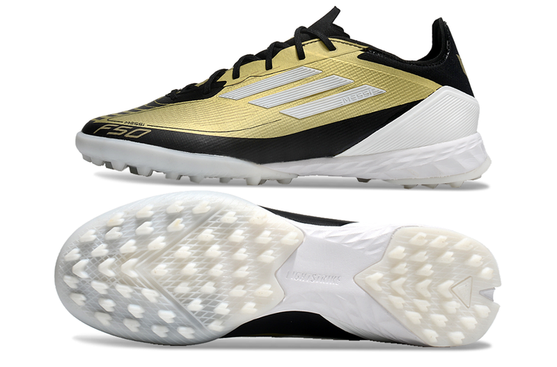 Chuteira Society Adidas F50 TF Dourada "Triunfo Dorado"