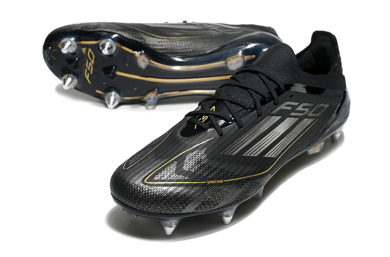 Chuteira Campo Adidas F50 Ponta de Aluminio Preta "Dark Spark Pack"