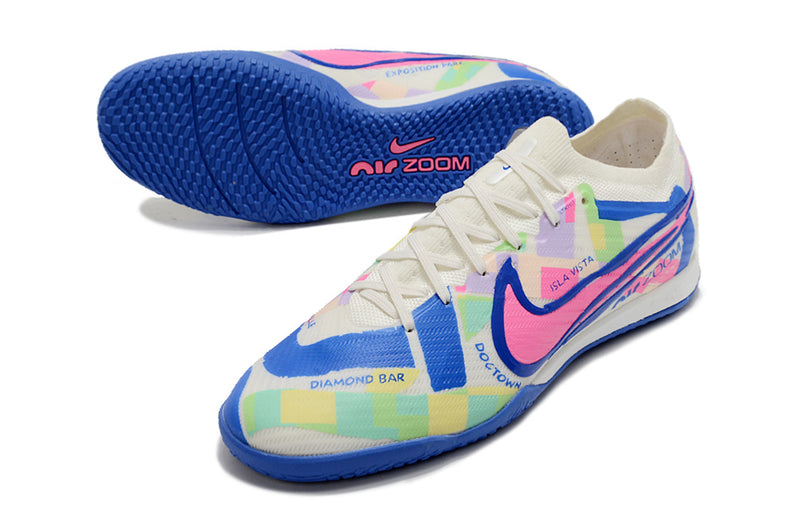 Nike Air Zoom Mercurial Vapor 15 Elite IC Futsal Boot White, Blue and Pink