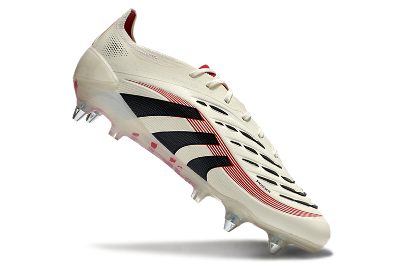 Chuteira Campo Adidas Predator Elite FT 30 Ponta de Aluminio Bege, Vermelha e Preta