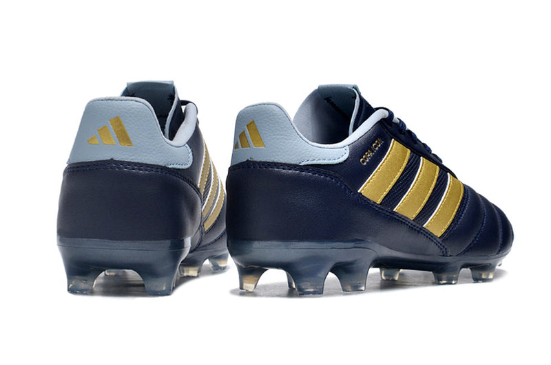 Chuteira Campo Adidas Copa Icon FG Azul e Dourada