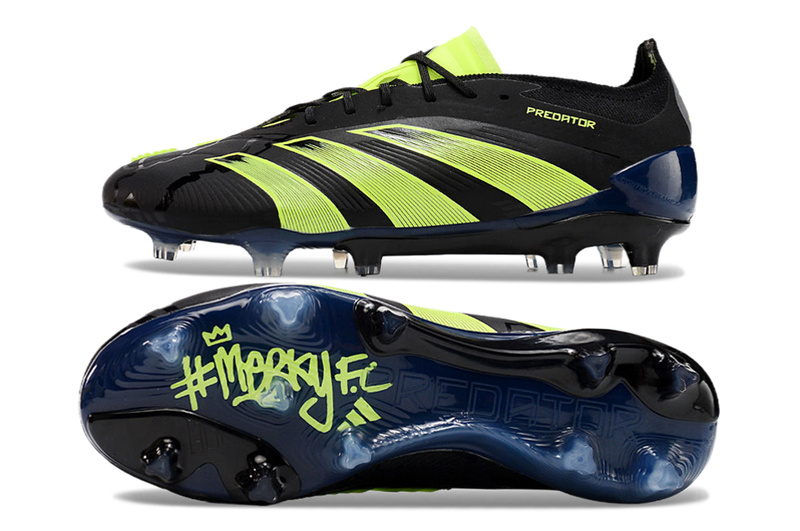 Chuteira Campo Adidas Predator Elite FG Preta e Verde "Edition Merky Pack"