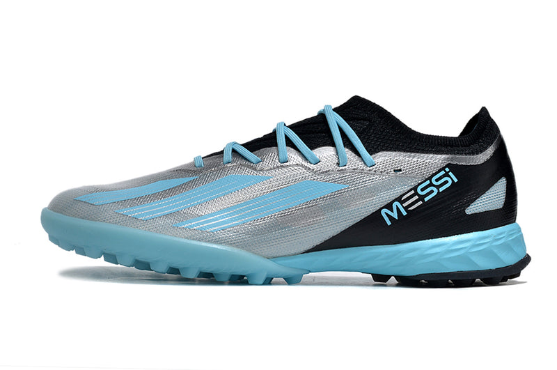 Botes de futbol de la Societat Adidas X Crazyfast Messi.1 TF Plata i Blau "Infinito"