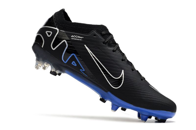 Nike Air Zoom Mercurial Vapor 15 Elite Aluminum Spike Black and Blue "Shadow Pack" Field Football Boot