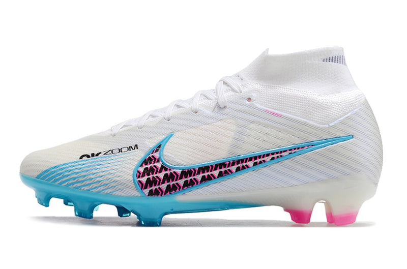 Bota de futbol Nike Air Zoom Mercurial Superfly 9 Elite FG en blanc i blau "Blast Pack".