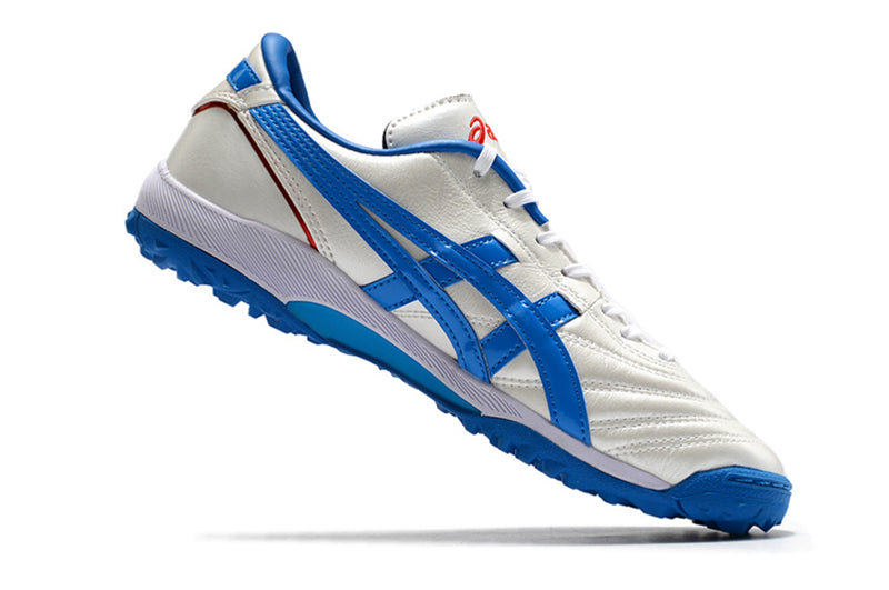 Chuteira Society Asics Japan TF Branca e Azul