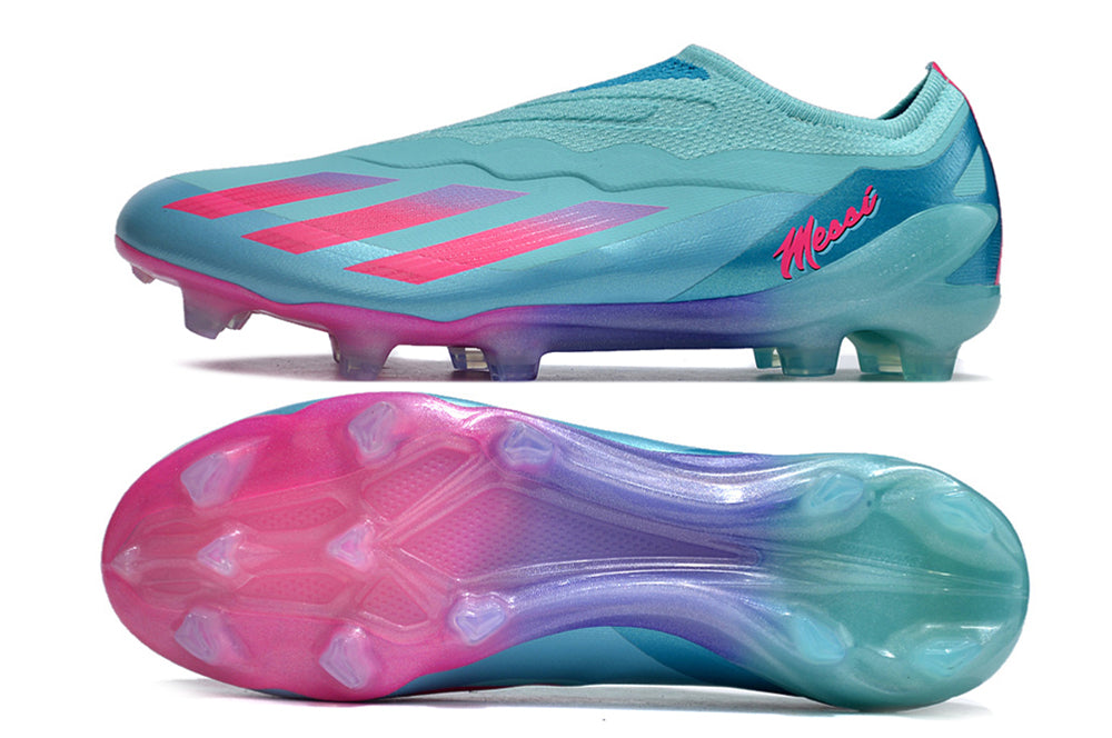 Adidas X CrazyFast Messi.1 LL FG Blue and Pink Miami Vice Field Boot