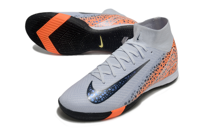 Chuteira Futsal Nike Air Zoom Mercurial Superfly 10 Elite IC Branca, Laranja e Preto