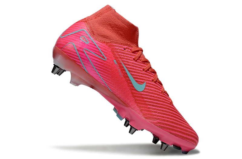 Chuteira Campo Nike Air Zoom Mercurial Superfly 10 Elite Trava Mista Rosa e Azul "Mad Energy"