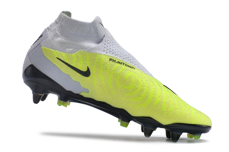 Bota de futbol Nike Phantom GX DF Elite amb punta d'alumini gris i verd "Paquet lluminós"