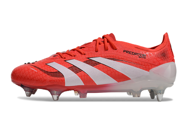 Chuteira Campo Adidas Predator Elite FT 30 Ponta de Aluminio Vermelha e Branca