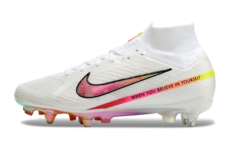 Nike Air Zoom Mercurial Superfly 9 Elite Aluminum Spike White and Pink "Rashford" Field Cleats