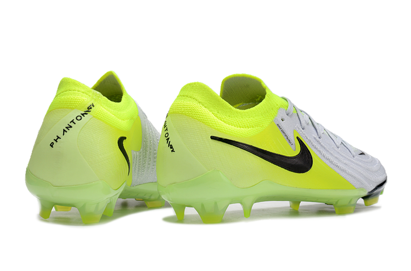 Chuteira Campo Nike Phantom GX 2 Elite FG Cinza e Verde "Mad Voltage"