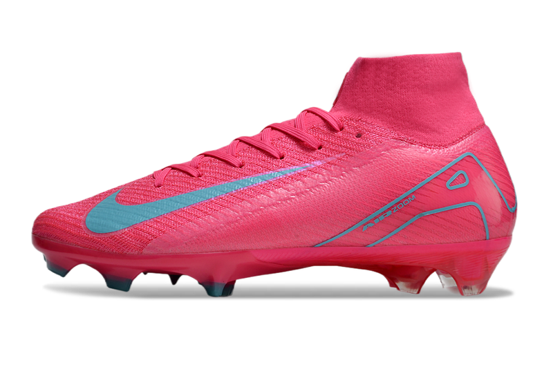 Chuteira Campo Nike Air Zoom Mercurial Superfly 10 Elite FG Rosa e Azul