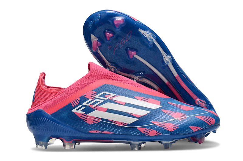 Botes de futbol Adidas F50+ LL FG rosa, blau i blanc "Reemergence Pack" 