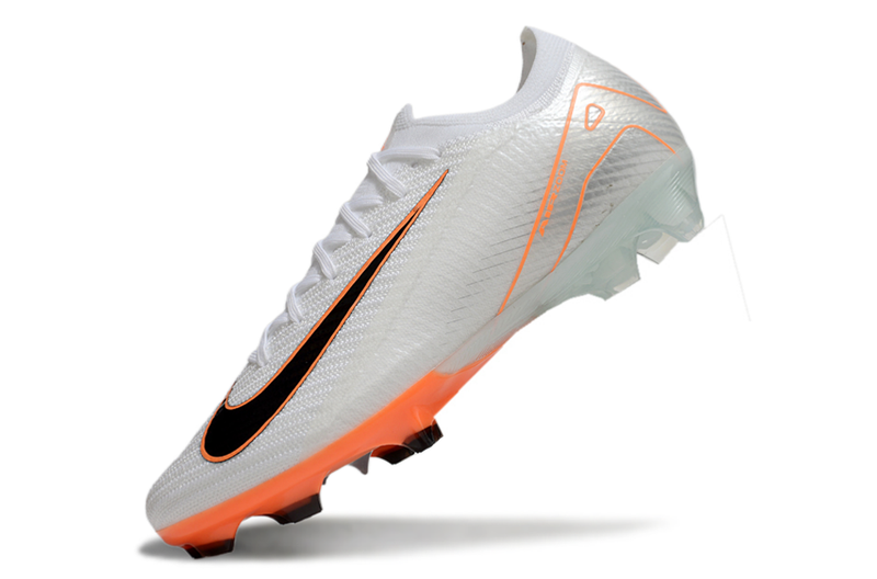 Chuteira Campo Nike Air Zoom Mercurial Vapor 16 Elite FG Branca e Laranja