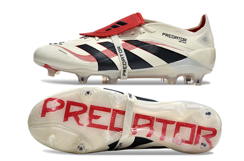 Chuteira Campo Adidas Predator FT 30 Elite FG Bege, Vermelha e Preta