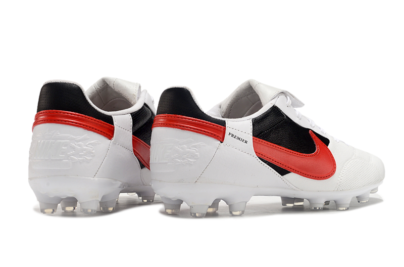Chuteira Campo Nike Premier 3 FG Branca, Vermelha e Preta
