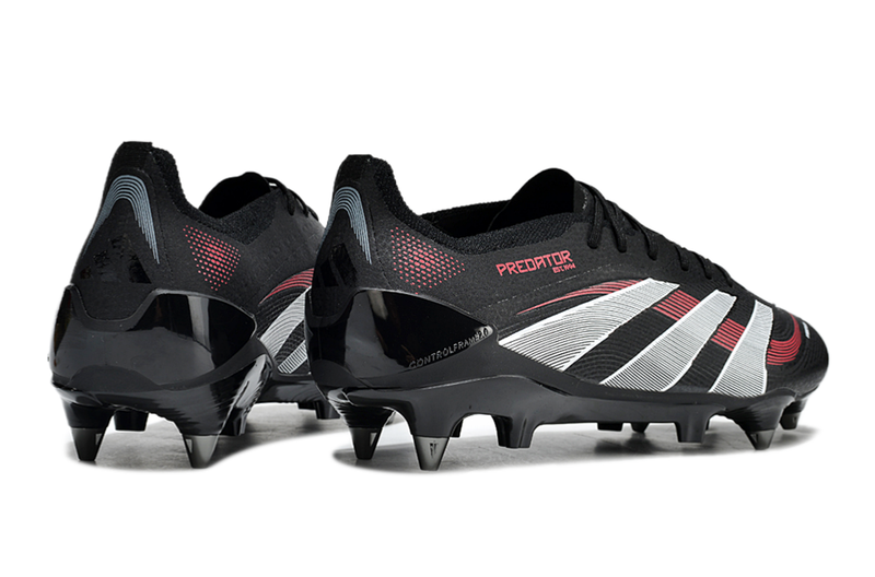 Chuteira Campo Adidas Predator Elite Ponta de Aluminio Preta e Vermelha "Stealth Victory"