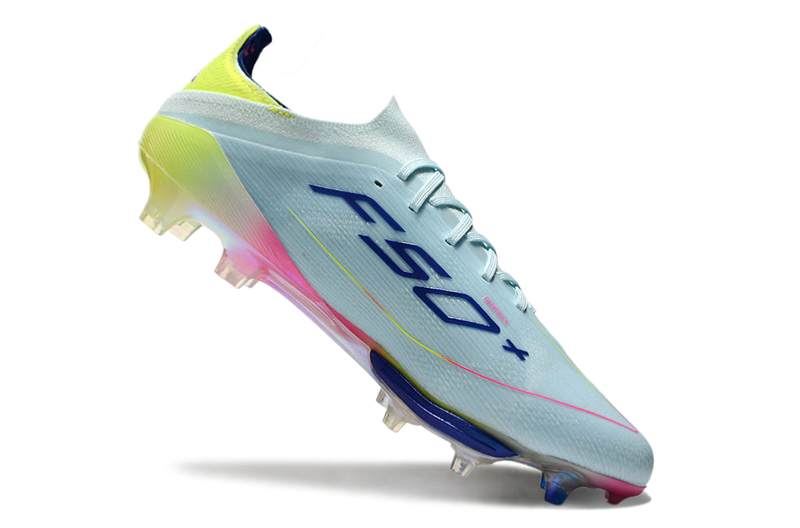 Chuteira Campo Adidas F50+ FG Azul, Rosa e Amarelo "Olympic Boot Pack"