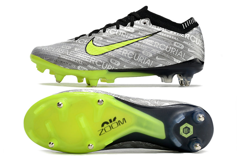 Nike Air Zoom Mercurial Vapor 15 Elite Aluminum Spike Football Boots Silver and Green "Anniversary 25 Years Pack"