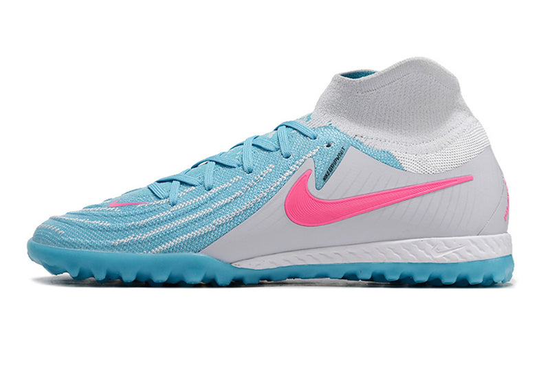 Botes de futbol Nike Phantom Luna Elite TF grises, blaves i rosas