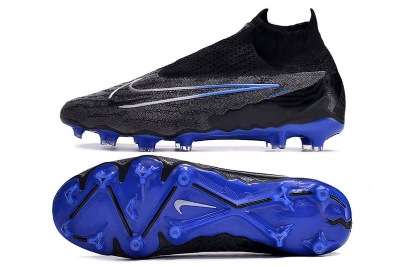 Precisão é com a Chuteira de Campo Nike Phantom GX DF Elite FG Preta e Azul "Black Pack" na Farda de Boleiro, Garanta a qualidade de Jogadores Profissionais