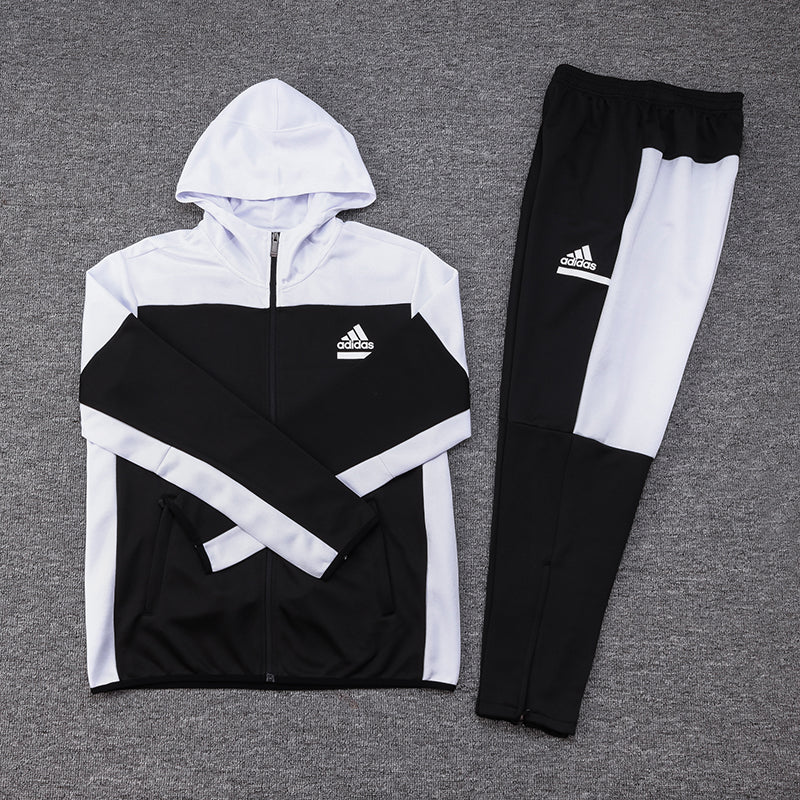 Conjunto de Moletom Adidas Sportswear com Touca Preto e Branco