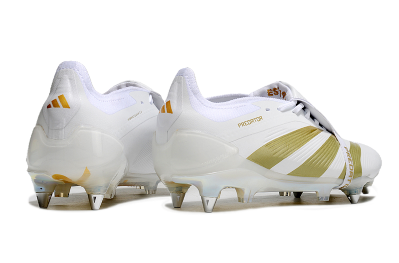 Chuteira Campo Adidas Predator Elite FT 30 Ponta de Aluminio Branca e Dourada "Day Spark Pack"