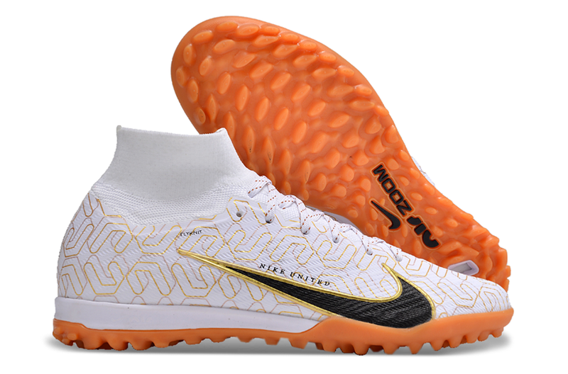 Nike Air Zoom Mercurial Superfly 9 Elite TF White and Gold "United Golden Pack" Society Football Boots