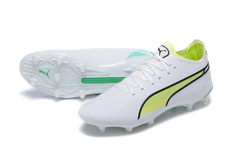 Puma King Ultimate FG White and Green "Pursuit Pack" Field Boots