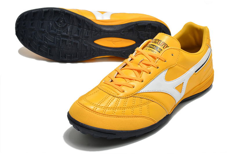 Mizuno Morelia Sala Japan TF Yellow and White Soccer Cleats