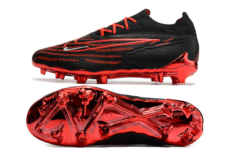 Precisão é com a Chuteira de Campo Nike Phantom GX Elite FG Preta e Vermelho na Farda de Boleiro, Garanta a qualidade de Jogadores Profissionais