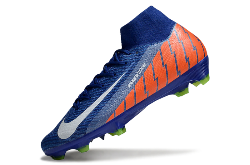 Chuteira Campo Nike Air Zoom Mercurial Superfly 10 Elite FG Azul, Verde e Laranja