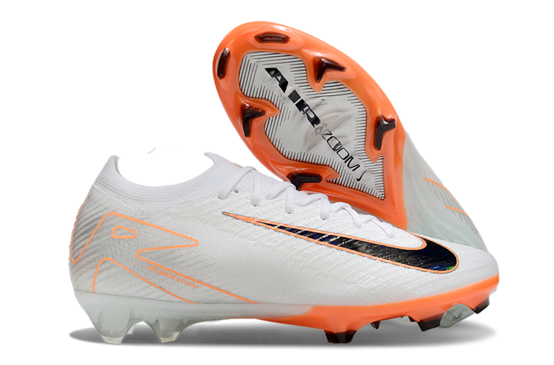 Chuteira Campo Nike Air Zoom Mercurial Vapor 16 Elite FG Branca e Laranja