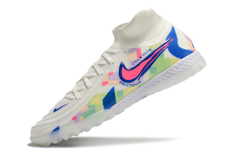 Botes de futbol Nike Phantom Luna 2 Elite TF blanc, blau i rosa