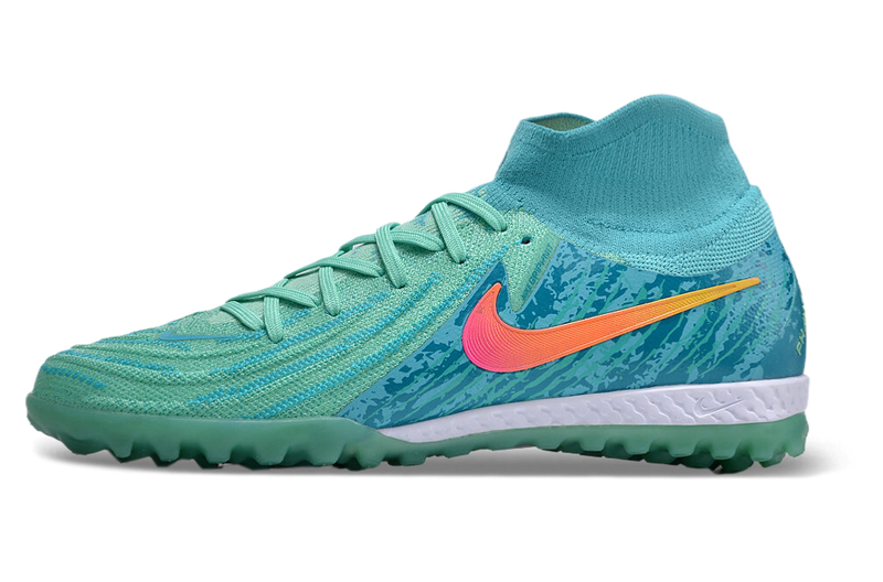 Chuteira Society Nike Phantom Luna Elite TF Azul e Verde "Vortex Pack"