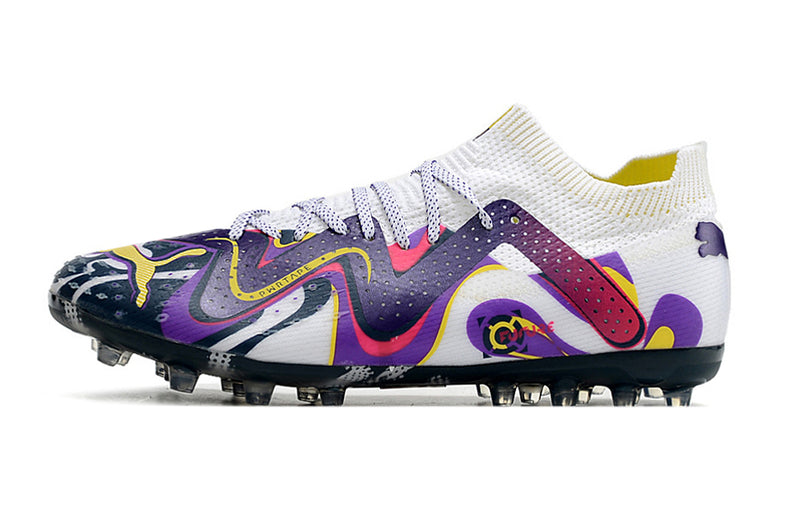 Puma Future Ultimate MG White and Purple "Creativy Pack" Soccer Cleats