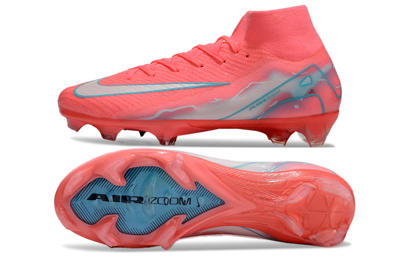 Chuteira Campo Nike Air Zoom Mercurial Superfly 10 Elite FG Rosa e Azul