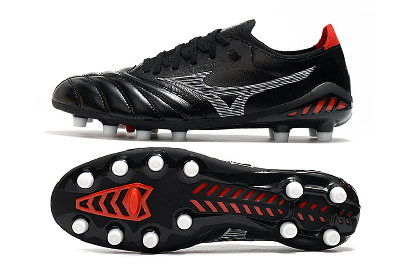 Chuteira Campo Mizuno Morelia Neo 3 FG Preta e Vermelha