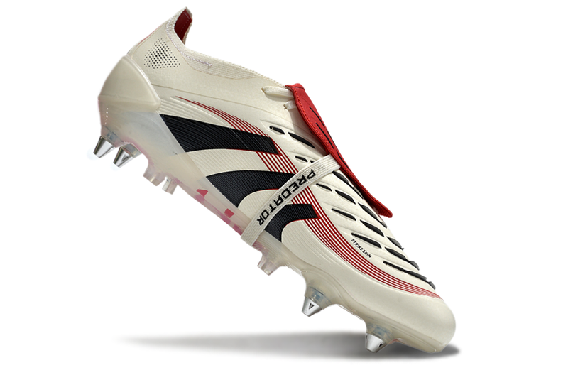 Chuteira Campo Adidas Predator Elite FT 30 Ponta de Aluminio Bege, Vermelha e Preta