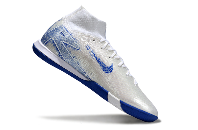 Chuteira Futsal Nike Air Zoom Mercurial Superfly 10 Elite IC Branca e Azul "Blueprint Pack"