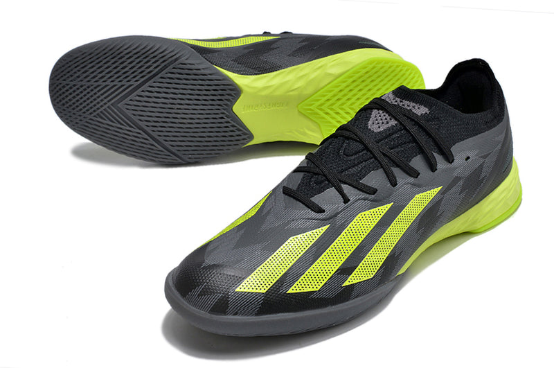 Chuteira de Futsal Adidas X CrazyFast.1 IC Preta e Verde "Crazycharged Pack"