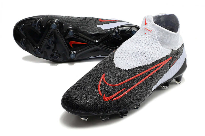 Precisão é com a Chuteira de Campo Nike Phantom GX DF Elite FG Branca, Preta e Vermelha na Farda de Boleiro, Garanta a qualidade de Jogadores Profissionais